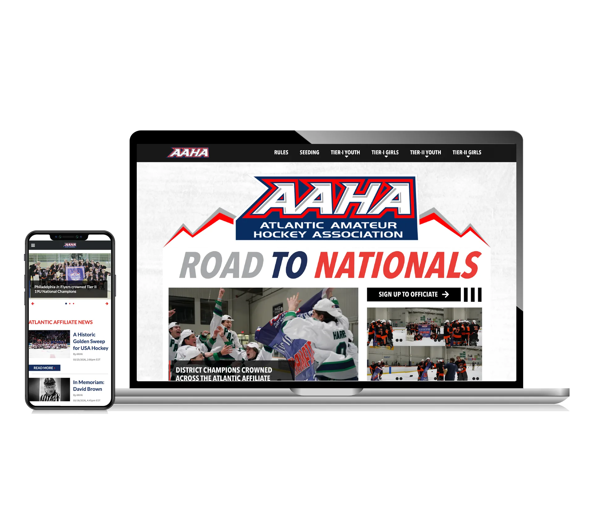 Website Design — AAHA Road to Nationals laptop mockup